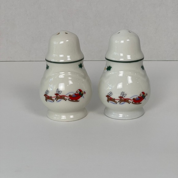Vintage Pfaltzfraff Snow village Salt and Pepper Shakers Set Holiday - Picture 1 of 7